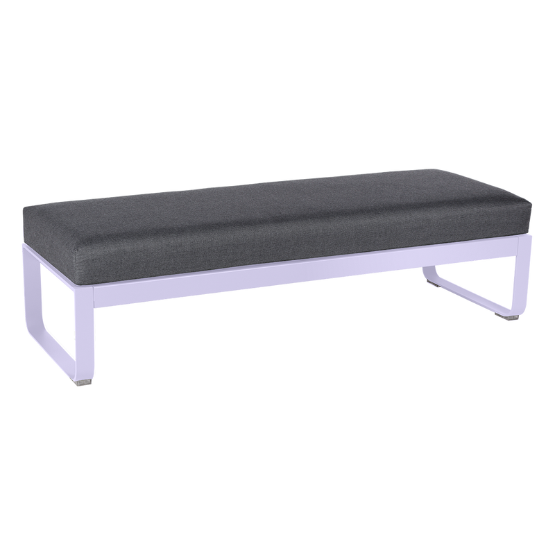 Load image into Gallery viewer, Fermob Bellevie 2-Seater Ottoman Bench – Marshmallow frame with Graphite Grey fabric cushions
