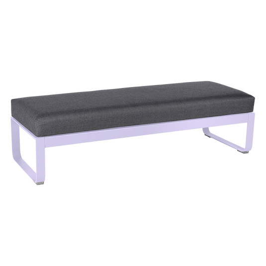 Fermob Bellevie 2-Seater Ottoman Bench – Marshmallow frame with Graphite Grey fabric cushions