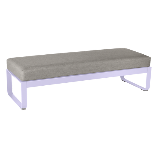Fermob Bellevie 2-Seater Ottoman Bench – Marshmallow frame with Grey Taupe fabric cushions