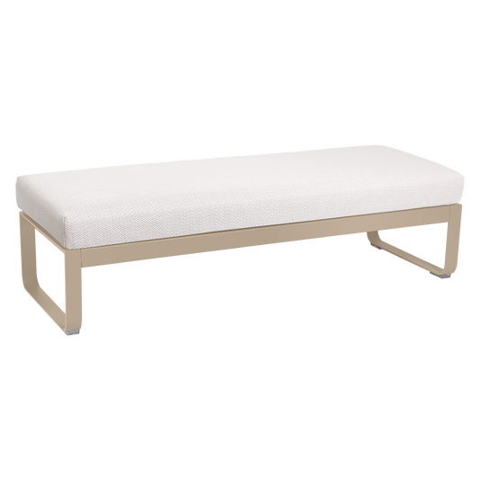 Fermob Bellevie 2-Seater Ottoman Bench – Nutmeg frame with Pearl fabric cushions