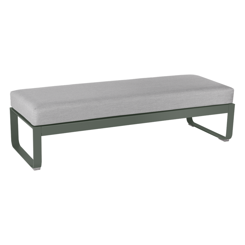 Load image into Gallery viewer, Fermob Bellevie 2-Seater Ottoman Bench – Rosemary frame with Flannel Grey fabric cushions
