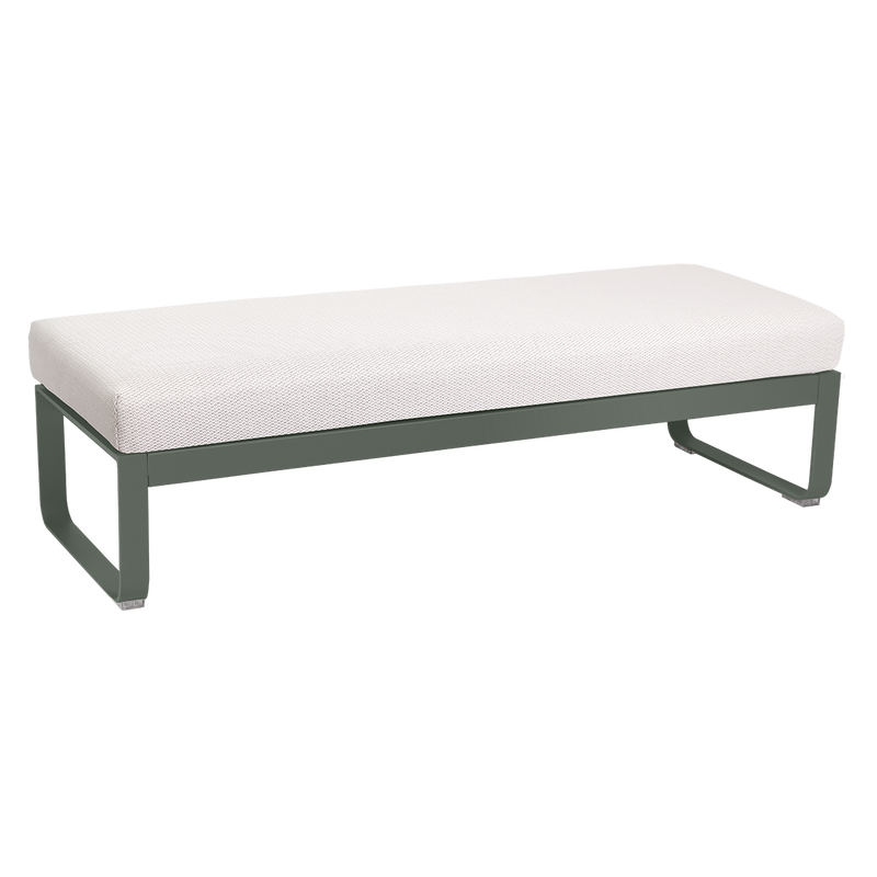 Load image into Gallery viewer, Fermob Bellevie 2-Seater Ottoman Bench – Rosemary frame with Pearl fabric cushions
