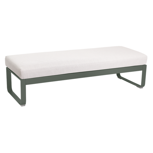 Fermob Bellevie 2-Seater Ottoman Bench – Rosemary frame with Pearl fabric cushions