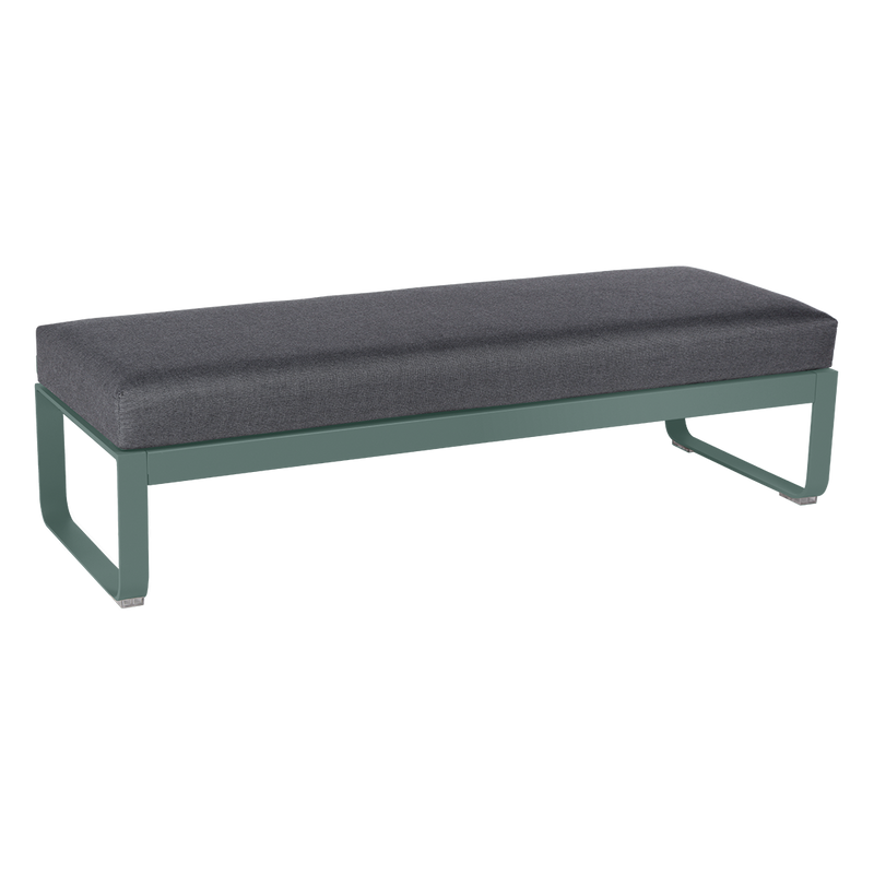 Load image into Gallery viewer, Fermob Bellevie 2-Seater Ottoman Bench – Storm Grey frame with Graphite Grey fabric cushions
