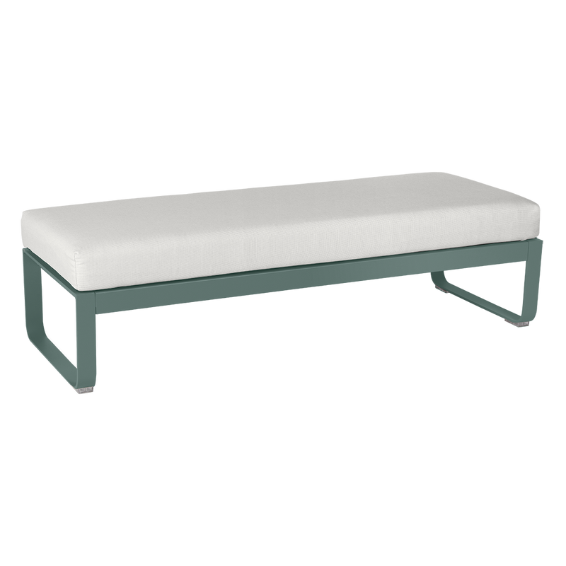 Load image into Gallery viewer, Fermob Bellevie 2-Seater Ottoman Bench – Storm Grey frame with Off-White fabric cushions
