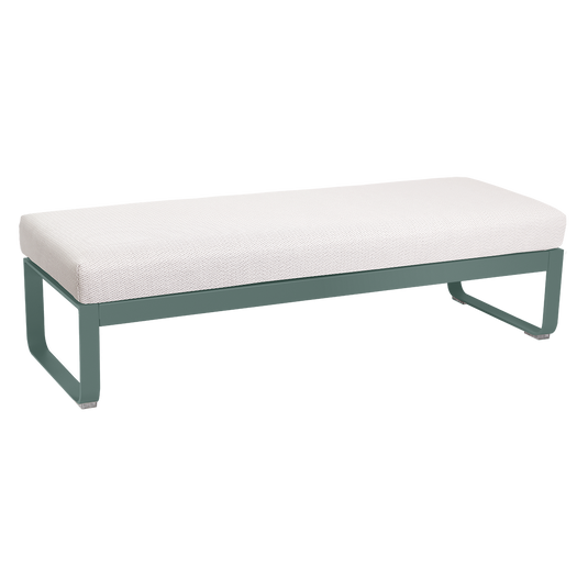 Fermob Bellevie 2-Seater Ottoman Bench – Storm Grey frame with Pearl fabric cushions