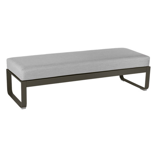 Fermob Bellevie 2-Seater Ottoman Bench – Tonka frame with Flannel Grey fabric cushions