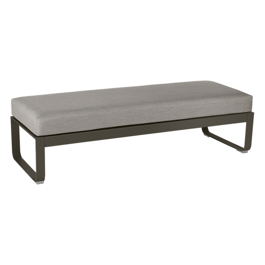 Fermob Bellevie 2-Seater Ottoman Bench – Tonka frame with Grey Taupe fabric cushions