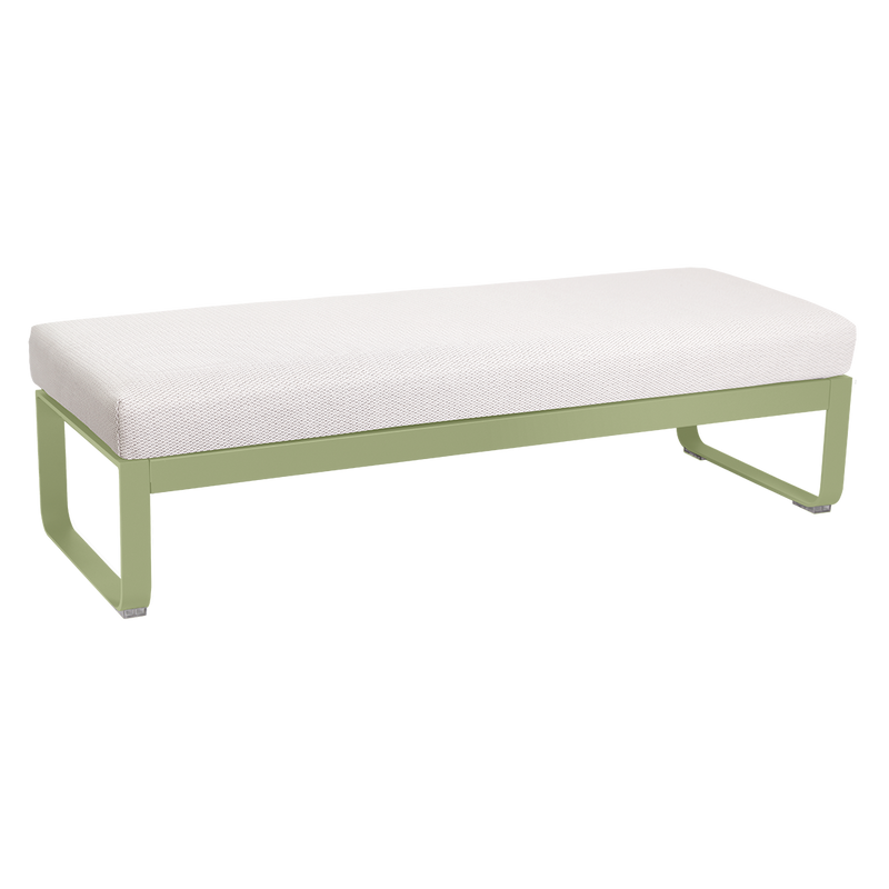 Load image into Gallery viewer, Fermob Bellevie 2-Seater Ottoman Bench – Willow Green frame with Pearl fabric cushions

