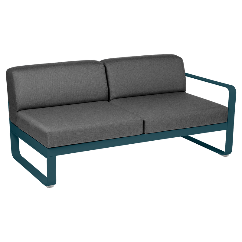 Load image into Gallery viewer, Fermob Bellevie 2-Seater Right Module – Acapulco Blue frame with Graphite Grey fabric cushions
