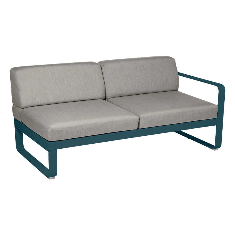 Load image into Gallery viewer, Fermob Bellevie 2-Seater Right Module – Acapulco Blue frame with Grey Taupe fabric cushions
