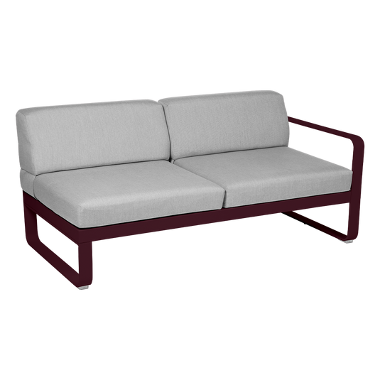 Fermob Bellevie 2-Seater Right Module – Black Cherry frame with Flannel Grey fabric cushions