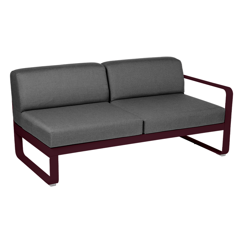 Load image into Gallery viewer, Fermob Bellevie 2-Seater Right Module – Black Cherry frame with Graphite Grey fabric cushions
