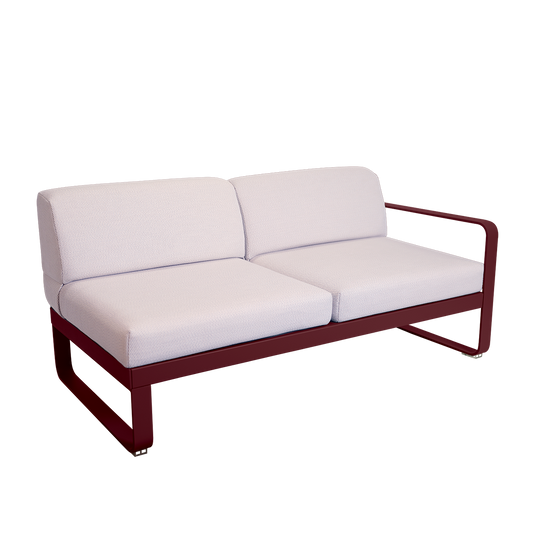 Fermob Bellevie 2-Seater Right Module – Black Cherry frame with Pearl fabric cushions