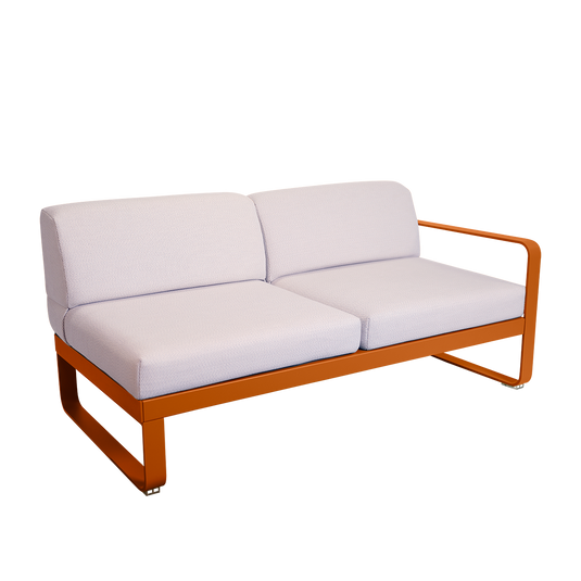 Fermob Bellevie 2-Seater Right Module – Candied Orange frame with Pearl fabric cushions