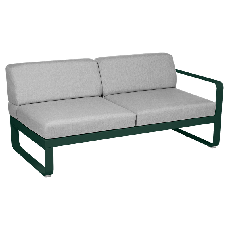 Load image into Gallery viewer, Fermob Bellevie 2-Seater Right Module – Cedar Green frame with Flannel Grey fabric cushions
