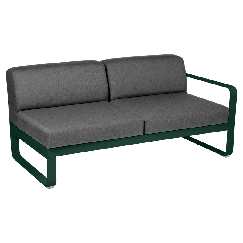 Load image into Gallery viewer, Fermob Bellevie 2-Seater Right Module – Cedar Green frame with Graphite Grey fabric cushions
