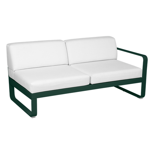 Fermob Bellevie 2-Seater Right Module – Cedar Green frame with Off-White fabric cushions
