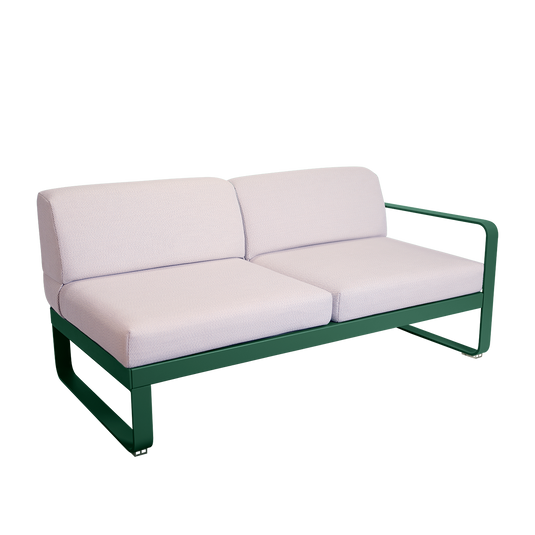 Fermob Bellevie 2-Seater Right Module – Cedar Green frame with Pearl fabric cushions