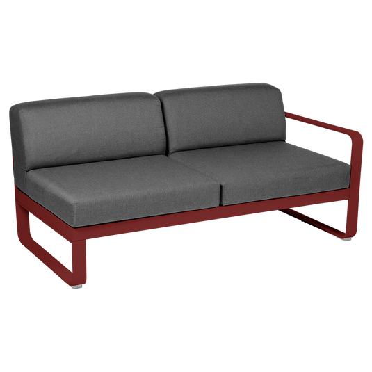 Fermob Bellevie 2-Seater Right Module – Chilli frame with Graphite Grey fabric cushions