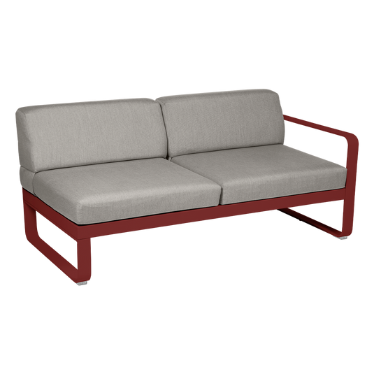 Fermob Bellevie 2-Seater Right Module – Chilli frame with Grey Taupe fabric cushions