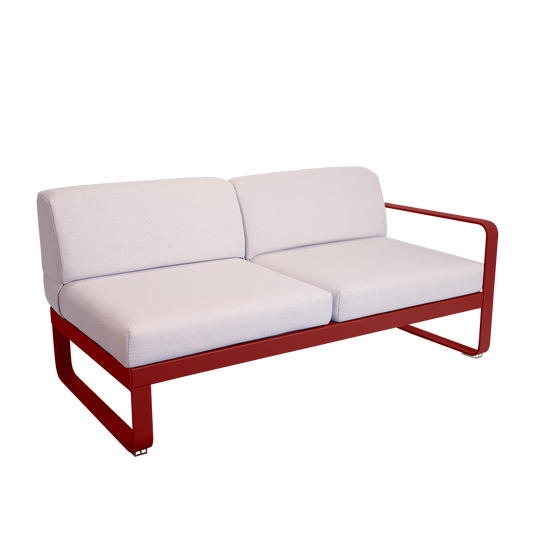 Fermob Bellevie 2-Seater Right Module – Chilli frame with Pearl fabric cushions