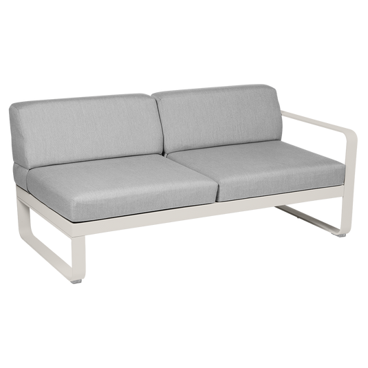 Fermob Bellevie 2-Seater Right Module – Clay Grey frame with Flannel Grey fabric cushions