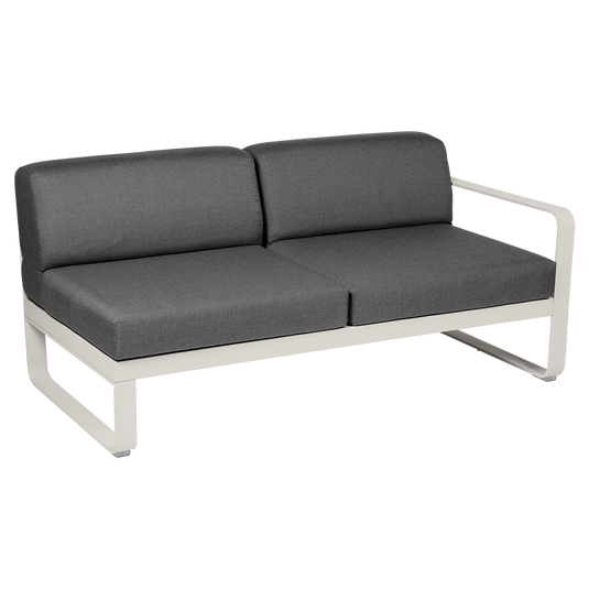 Fermob Bellevie 2-Seater Right Module – Clay Grey frame with Graphite Grey fabric cushions
