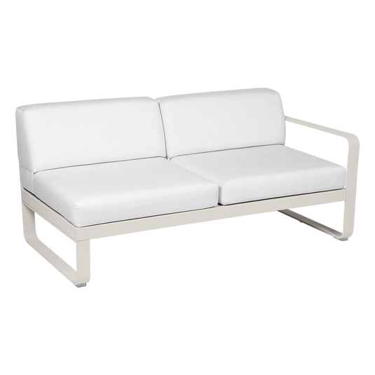 Fermob Bellevie 2-Seater Right Module – Clay Grey frame with Off-White fabric cushions