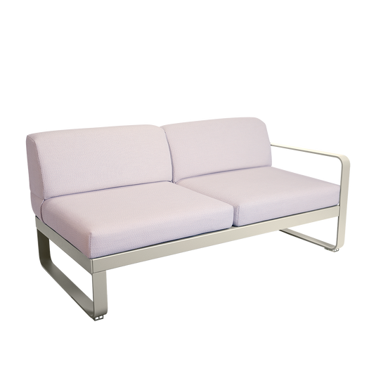 Fermob Bellevie 2-Seater Right Module – Clay Grey frame with Pearl fabric cushions