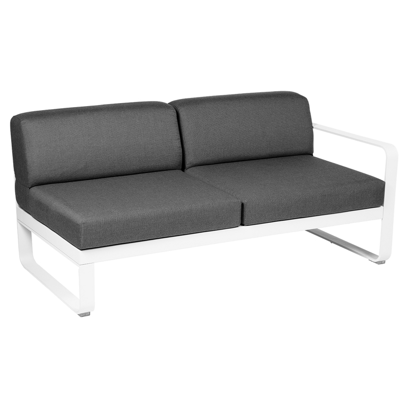Load image into Gallery viewer, Fermob Bellevie 2-Seater Right Module – Cotton White frame with Graphite Grey fabric cushions
