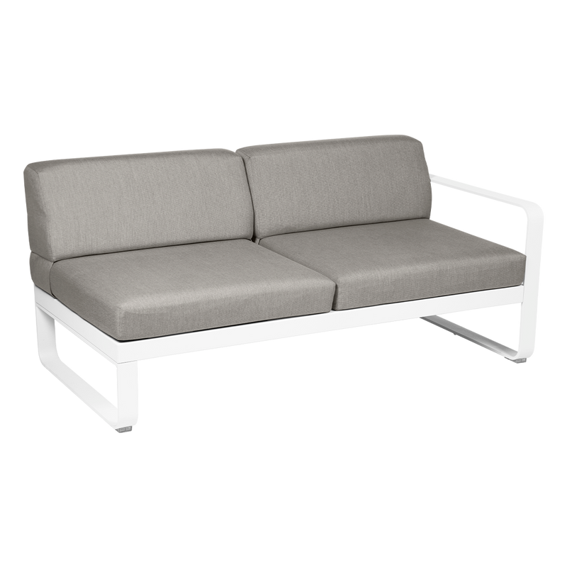 Load image into Gallery viewer, Fermob Bellevie 2-Seater Right Module – Cotton White frame with Grey Taupe fabric cushions
