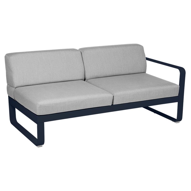 Load image into Gallery viewer, Fermob Bellevie 2-Seater Right Module – Deep Blue frame with Flannel Grey fabric cushions
