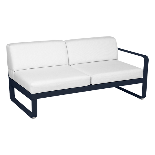 Fermob Bellevie 2-Seater Right Module – Deep Blue frame with Off-White fabric cushions