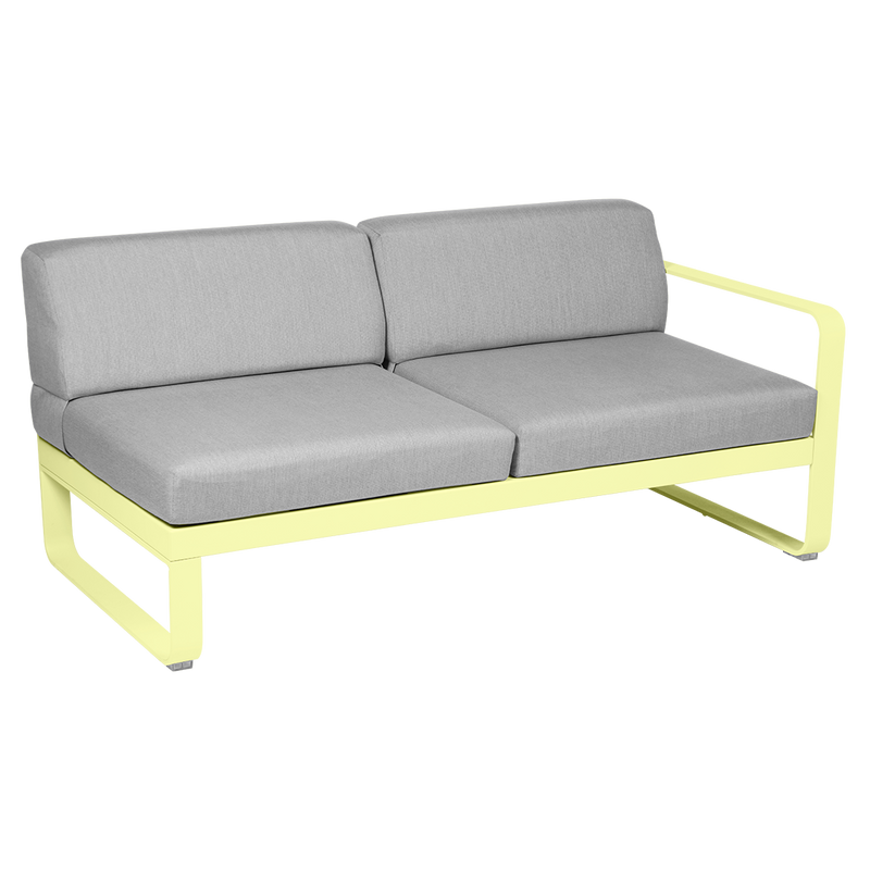 Load image into Gallery viewer, Fermob Bellevie 2-Seater Right Module – Frosted Lemon frame with Flannel Grey fabric cushions
