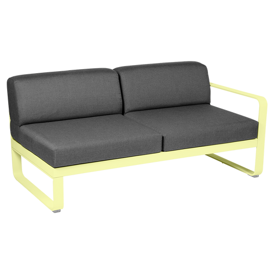 Fermob Bellevie 2-Seater Right Module – Frosted Lemon frame with Graphite Grey fabric cushions