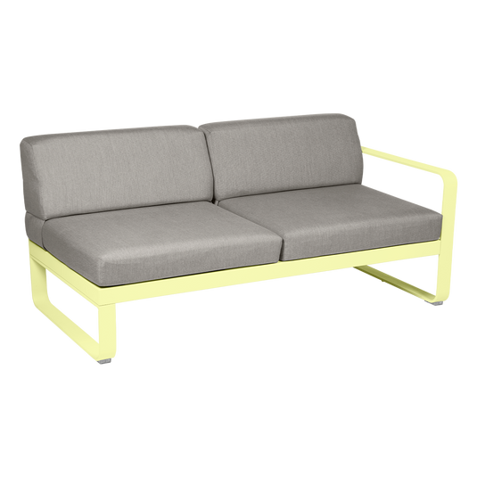 Fermob Bellevie 2-Seater Right Module – Frosted Lemon frame with Grey Taupe fabric cushions