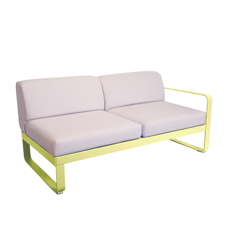 Load image into Gallery viewer, Fermob Bellevie 2-Seater Right Module – Frosted Lemon frame with Pearl fabric cushions

