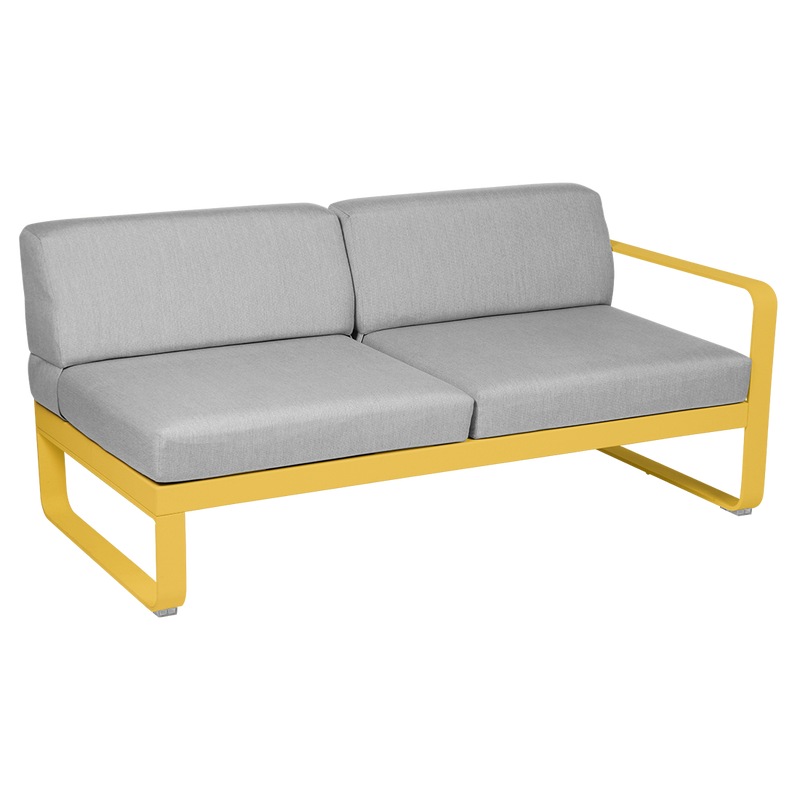 Load image into Gallery viewer, Fermob Bellevie 2-Seater Right Module – Honey frame with Flannel Grey fabric cushions
