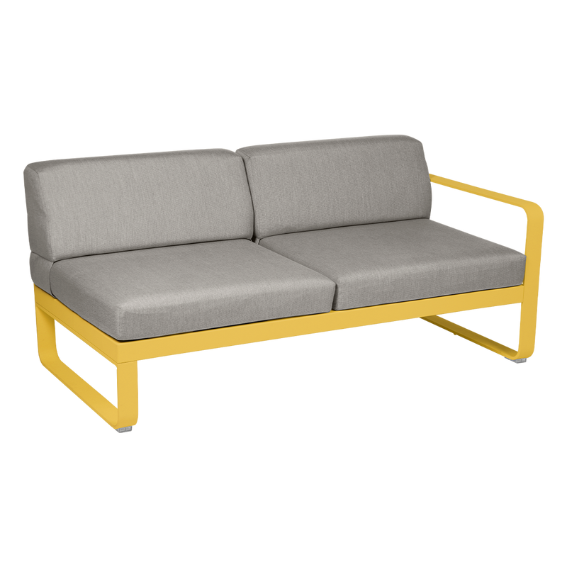 Load image into Gallery viewer, Fermob Bellevie 2-Seater Right Module – Honey frame with Grey Taupe fabric cushions
