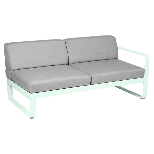Fermob Bellevie 2-Seater Right Module – Ice Mint frame with Flannel Grey fabric cushions