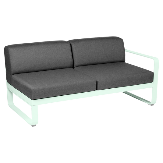 Fermob Bellevie 2-Seater Right Module – Ice Mint frame with Graphite Grey fabric cushions
