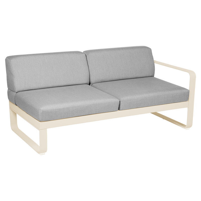 Load image into Gallery viewer, Fermob Bellevie 2-Seater Right Module – Latte Beige frame with Flannel Grey fabric cushions
