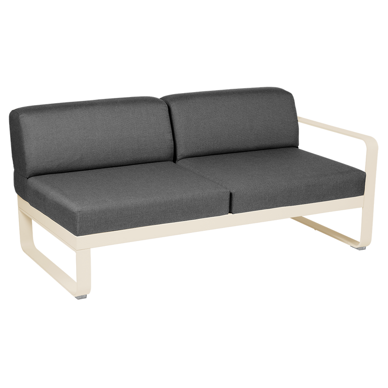 Load image into Gallery viewer, Fermob Bellevie 2-Seater Right Module – Latte Beige frame with Graphite Grey fabric cushions
