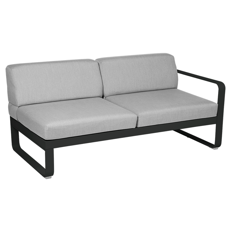 Load image into Gallery viewer, Fermob Bellevie 2-Seater Right Module – Liquorice frame with Flannel Grey fabric cushions
