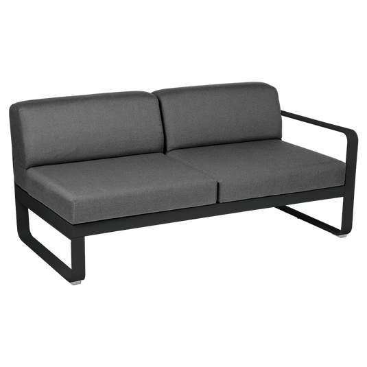 Fermob Bellevie 2-Seater Right Module – Liquorice frame with Graphite Grey fabric cushions