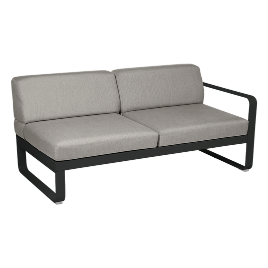 Fermob Bellevie 2-Seater Right Module – Liquorice frame with Grey Taupe fabric cushions
