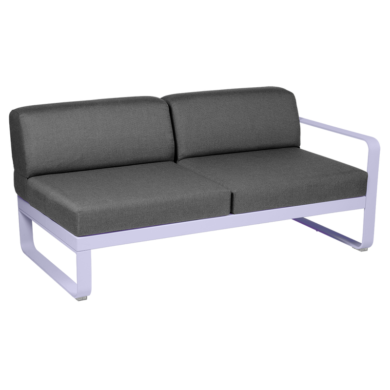 Load image into Gallery viewer, Fermob Bellevie 2-Seater Right Module – Marshmallow frame with Graphite Grey fabric cushions

