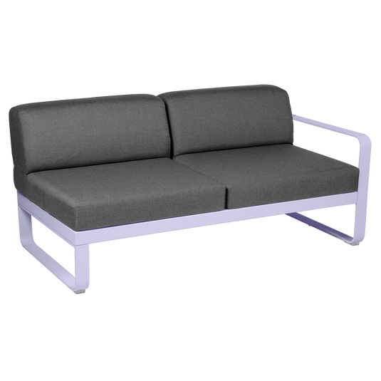 Fermob Bellevie 2-Seater Right Module – Marshmallow frame with Graphite Grey fabric cushions