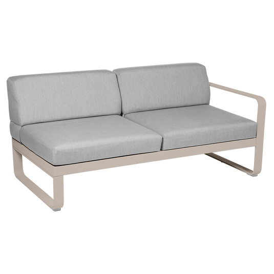 Fermob Bellevie 2-Seater Right Module – Nutmeg frame with Flannel Grey fabric cushions